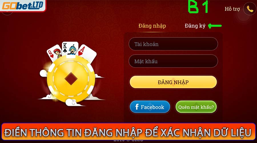 Điền thông tin đăng nhập và xác minh