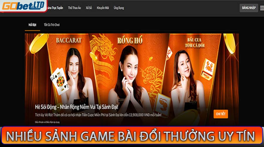 Nhiều sảnh game bài đổi thưởng uy tín